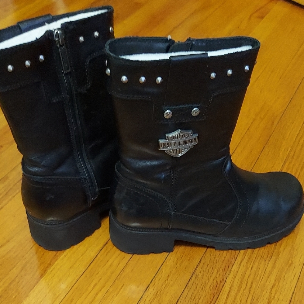 Womens Harley-Davidson Black Leather Motorcycle Boots